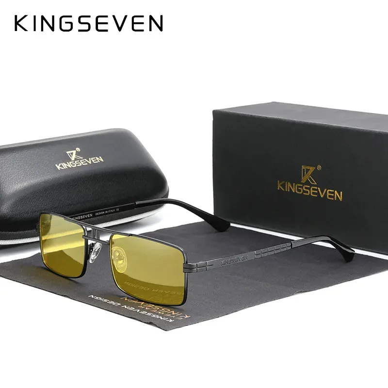 New Arrived KINGSEVEN Polarized Sunglasses Stainless Steel Vintage Frame Brand Rectangle Design Driving Fishing Sun glasses