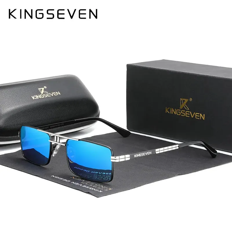 New Arrived KINGSEVEN Polarized Sunglasses Stainless Steel Vintage Frame Brand Rectangle Design Driving Fishing Sun glasses
