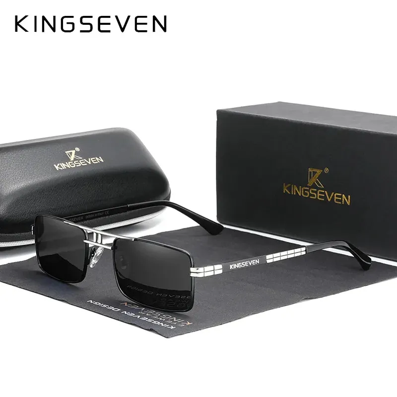 New Arrived KINGSEVEN Polarized Sunglasses Stainless Steel Vintage Frame Brand Rectangle Design Driving Fishing Sun glasses