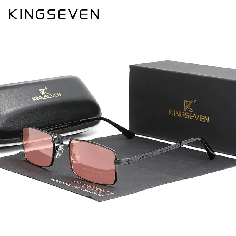 New Arrived KINGSEVEN Polarized Sunglasses Stainless Steel Vintage Frame Brand Rectangle Design Driving Fishing Sun glasses