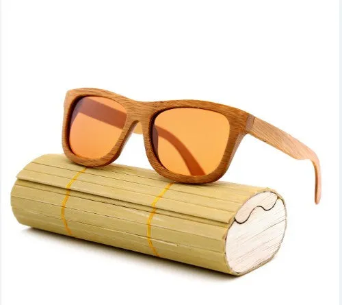 New fashion Products Men Women Glass Bamboo Sunglasses au Retro Vintage Wood Lens Wooden Frame Handmade