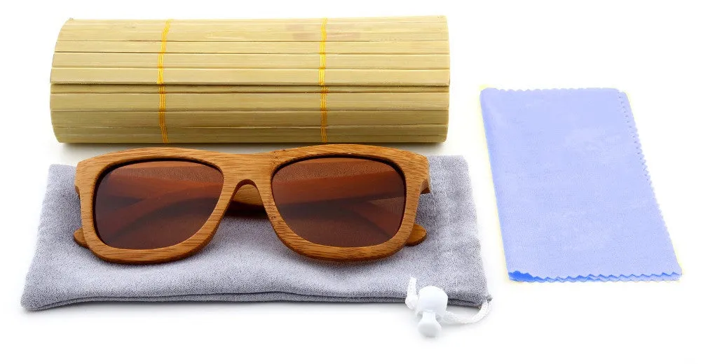 New fashion Products Men Women Glass Bamboo Sunglasses au Retro Vintage Wood Lens Wooden Frame Handmade