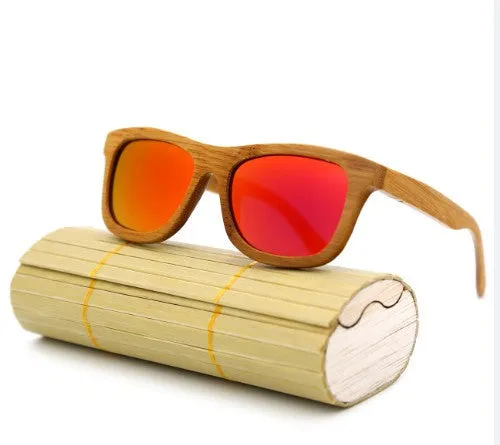 New fashion Products Men Women Glass Bamboo Sunglasses au Retro Vintage Wood Lens Wooden Frame Handmade