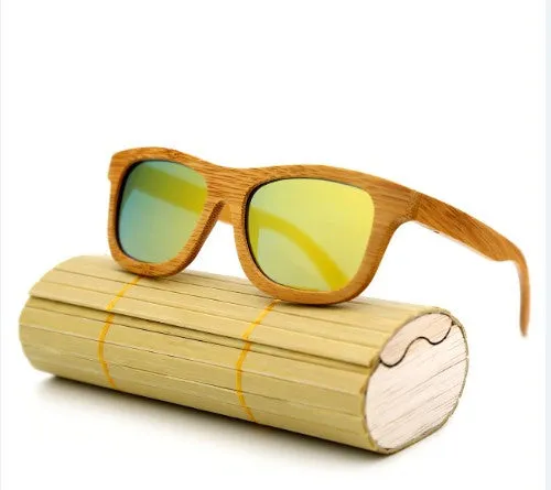 New fashion Products Men Women Glass Bamboo Sunglasses au Retro Vintage Wood Lens Wooden Frame Handmade