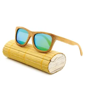 New fashion Products Men Women Glass Bamboo Sunglasses au Retro Vintage Wood Lens Wooden Frame Handmade