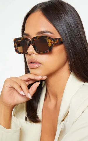 New Prettylittlething Tortoiseshell Rectangle Thick Frame Sunglasses Retails $28US 
