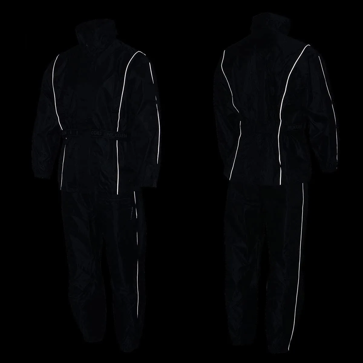 NexGen SH2225 Men's Black Waterproof Rain Suit with Reflective Piping
