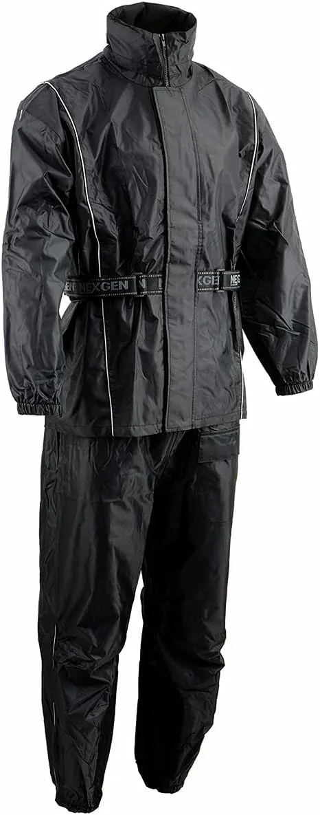 NexGen SH2225 Men's Black Waterproof Rain Suit with Reflective Piping