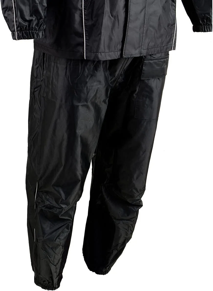 NexGen SH2225 Men's Black Waterproof Rain Suit with Reflective Piping