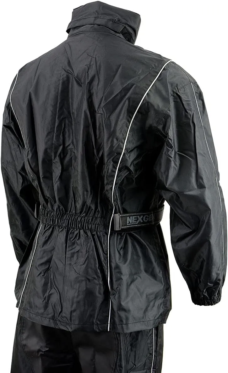NexGen SH2225 Men's Black Waterproof Rain Suit with Reflective Piping
