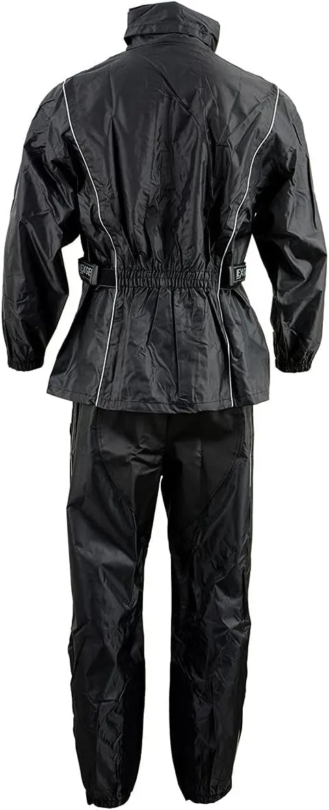 NexGen SH2225 Men's Black Waterproof Rain Suit with Reflective Piping