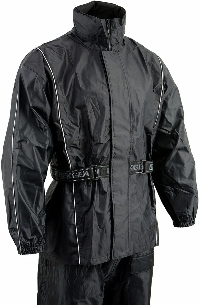 NexGen SH2225 Men's Black Waterproof Rain Suit with Reflective Piping