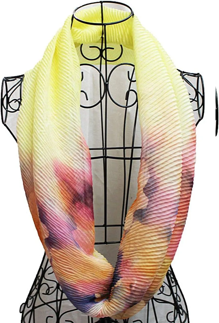 NYFASHION101 Women's Floral Print Stretchable Sheer Loop Infinity Scarf