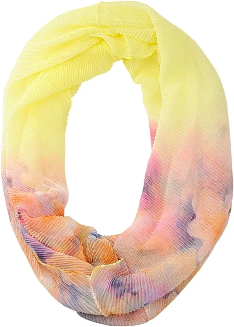 NYFASHION101 Women's Floral Print Stretchable Sheer Loop Infinity Scarf