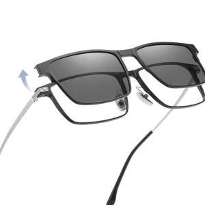 Optical Night Vision Polarized Magnetic Clip -  Glasses for Men Pure Titanium Frame