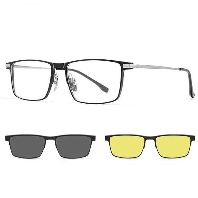 Optical Night Vision Polarized Magnetic Clip -  Glasses for Men Pure Titanium Frame