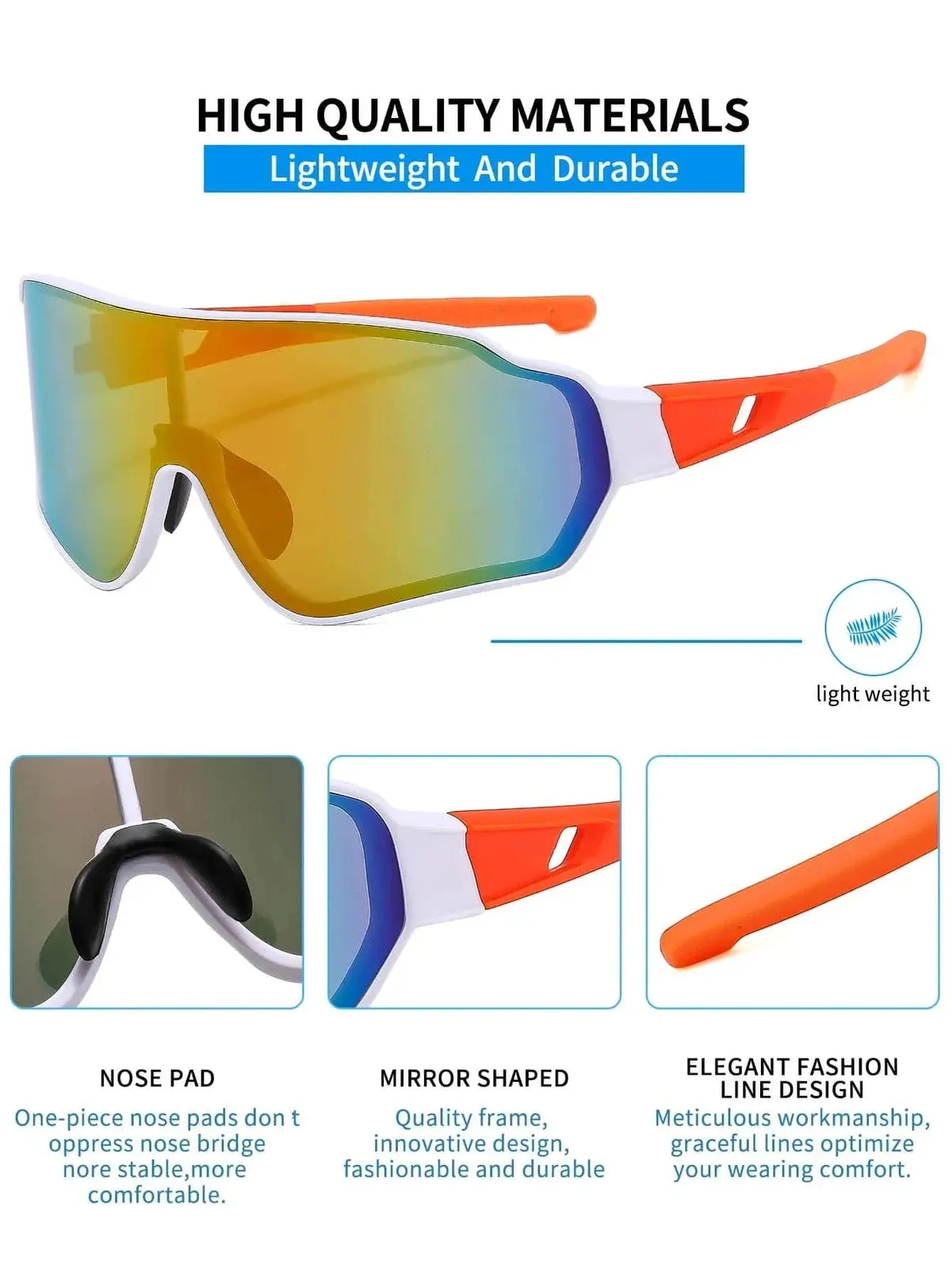 Orange Sport Glasses For Hiking Running Driving Riding Fishing Sports Style