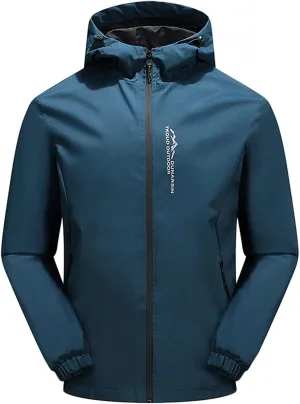 Outdoor Jackets Mens Waterproof Windbreaker Lightweight Outdoor Jackets Windproof Hooded Outwear Softshell Rain Jacket Softshell Jacket (Color : Blue A, Size : L)