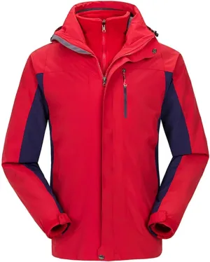 Outdoor Jackets Outdoor Raincoat Mens Lightweight Waterproof Hooded Jacket Windproof Ski Jacket Hiking Softshell Jacket (Color : Red, Size : Small)