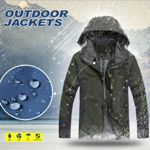 Outdoor Jackets Waterproof Jackets Mens Outdoor Softshell Rain Coat Autumn Windproof Mountain Snow Coat Outwear Hooded Softshell Jacket (Color : Blue, Size : L)