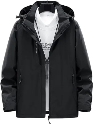 Outdoor Jackets Waterproof Men's Softshell Hooded Jacket Warm Raincoat Outdoor Coat with Multi Pockets Softshell Jacket (Color : Black, Size : 4X-Large)