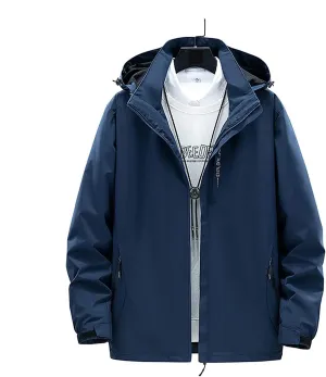 Outdoor Jackets Waterproof Men's Softshell Hooded Jacket Warm Raincoat Outdoor Coat with Multi Pockets Softshell Jacket (Color : Blue B, Size : XX-Large)