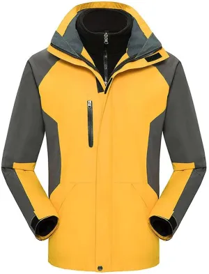 Outdoor Jackets Waterproof Softshell Jacket Men's Outdoor Windproof Rain Windbreaker Hooded Coat Multi Pockets Softshell Jacket (Color : Yellow, Size : Large)