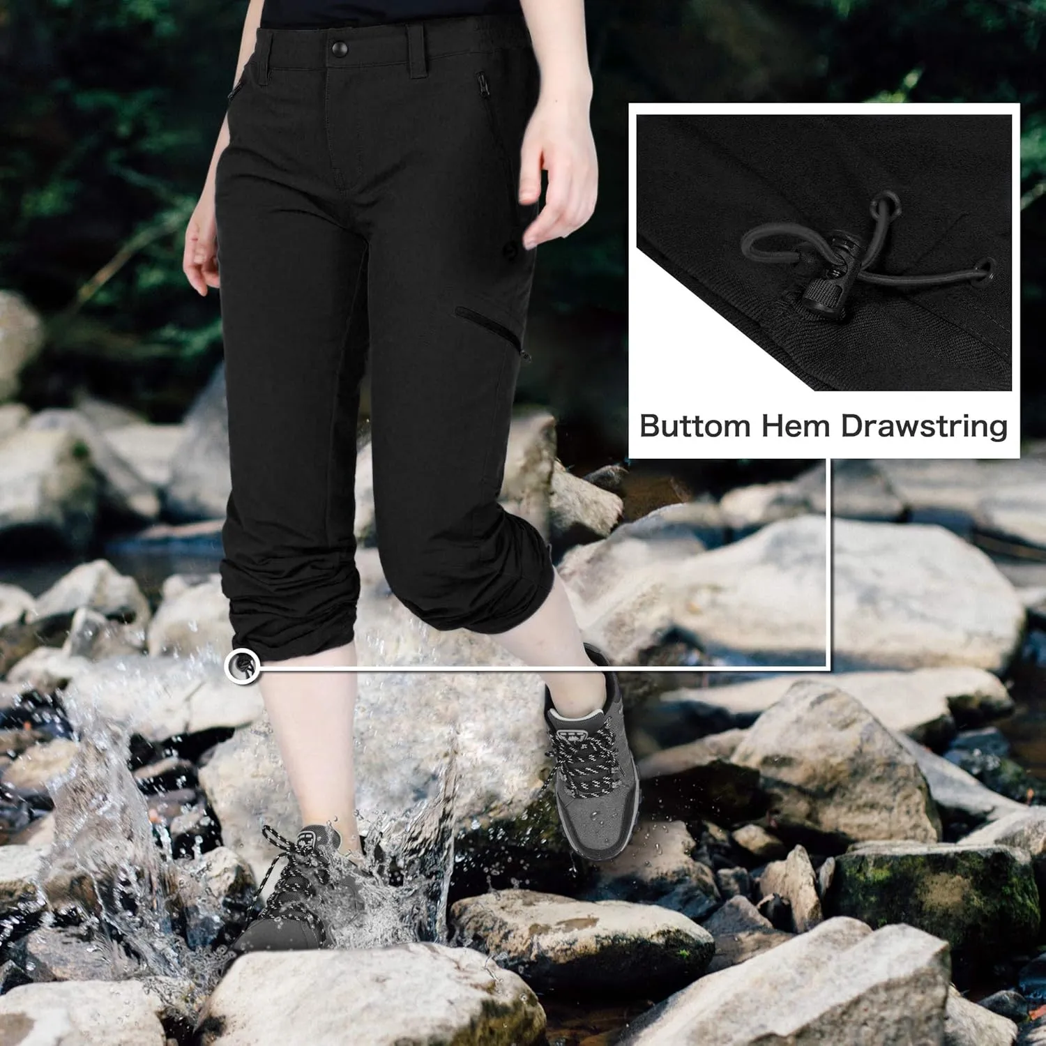 Outdoor Ventures Women's Cargo Hiking Pants, Quick Dry Stretchy Roll Up Outdoor Pants for Camping, Golf, Fishing