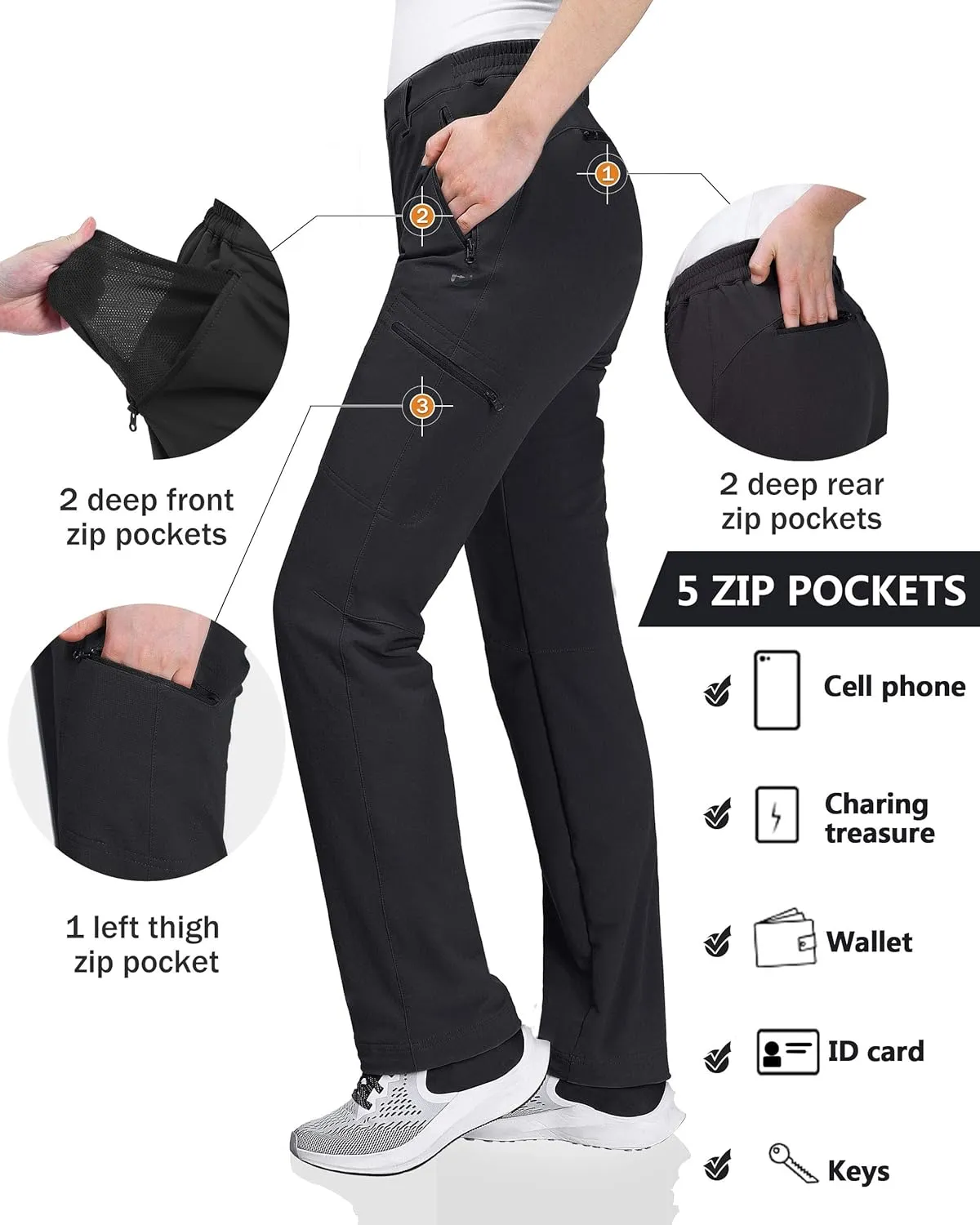 Outdoor Ventures Women's Cargo Hiking Pants, Quick Dry Stretchy Roll Up Outdoor Pants for Camping, Golf, Fishing