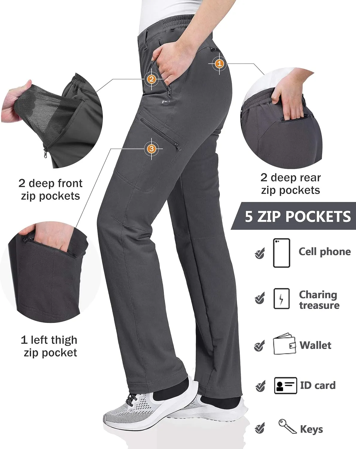 Outdoor Ventures Women's Cargo Hiking Pants, Quick Dry Stretchy Roll Up Outdoor Pants for Camping, Golf, Fishing