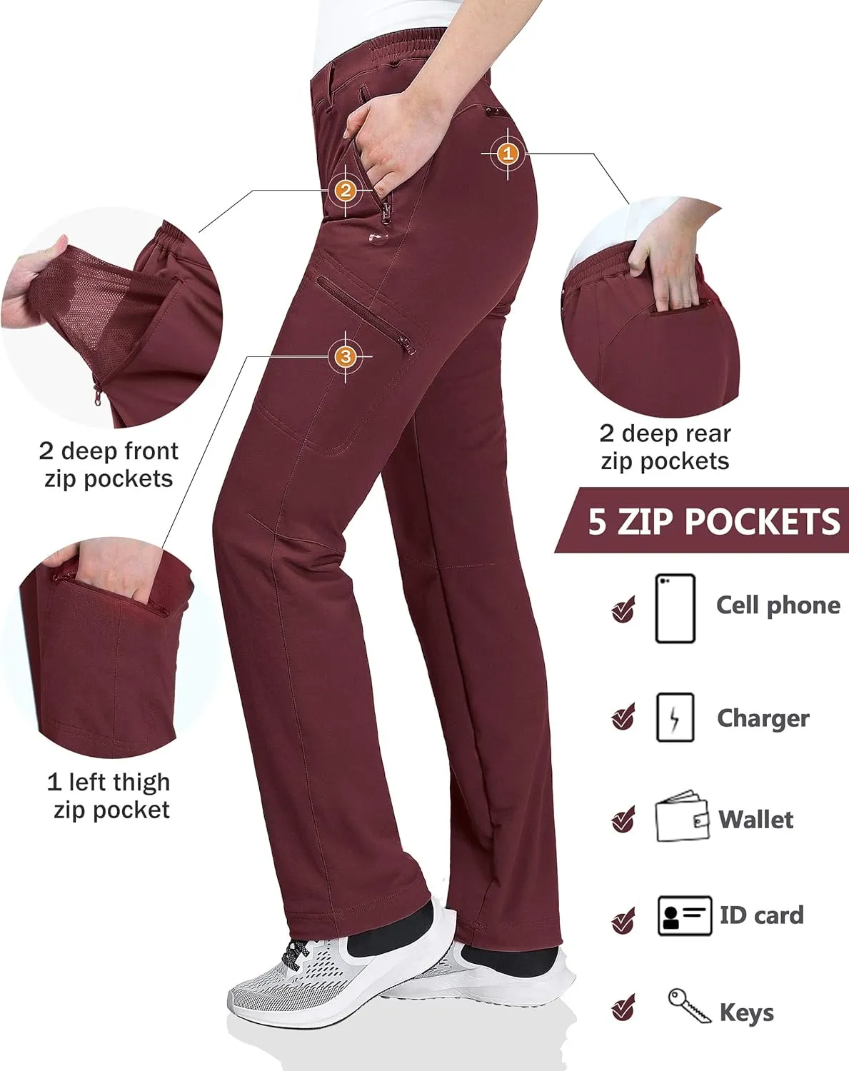Outdoor Ventures Women's Cargo Hiking Pants, Quick Dry Stretchy Roll Up Outdoor Pants for Camping, Golf, Fishing