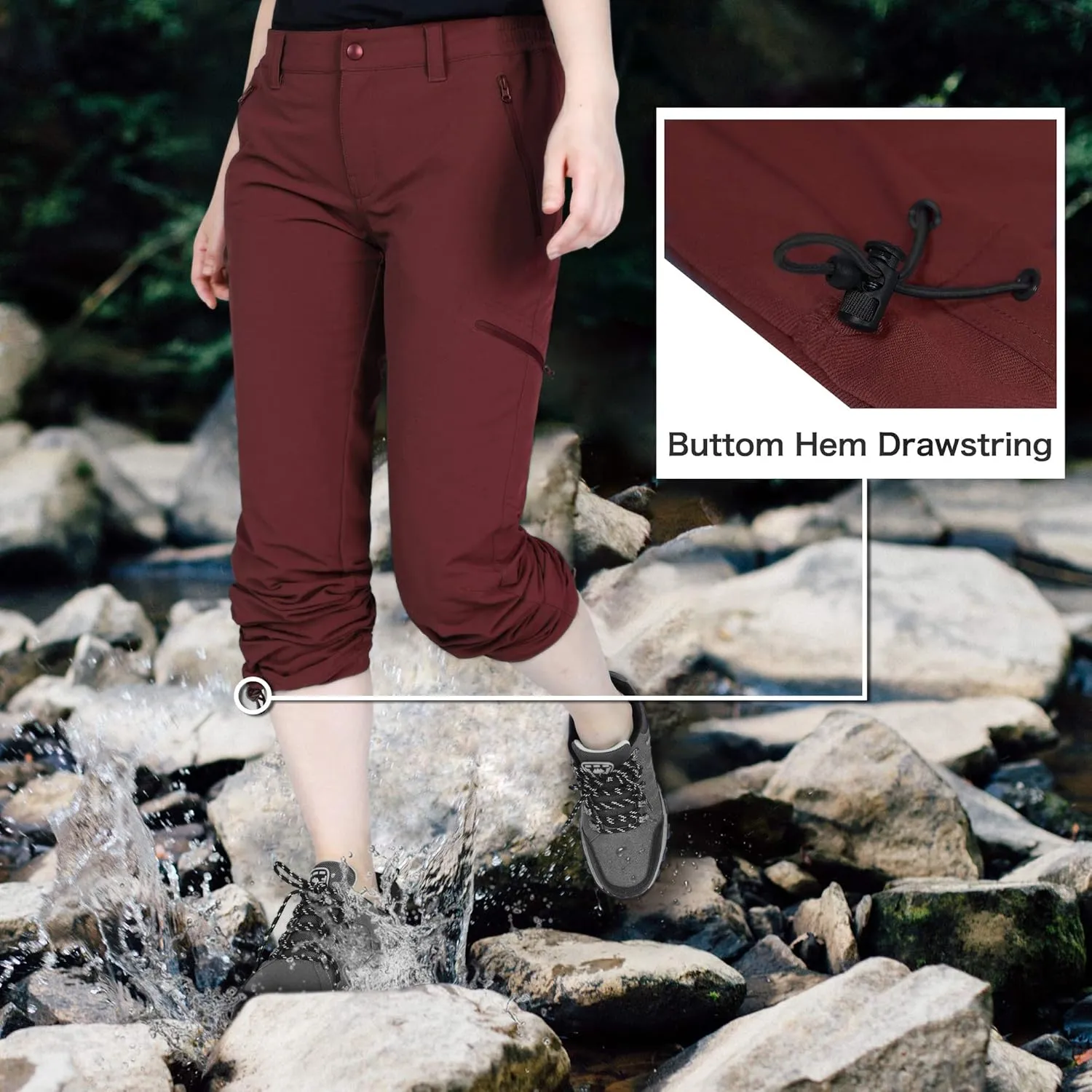 Outdoor Ventures Women's Cargo Hiking Pants, Quick Dry Stretchy Roll Up Outdoor Pants for Camping, Golf, Fishing