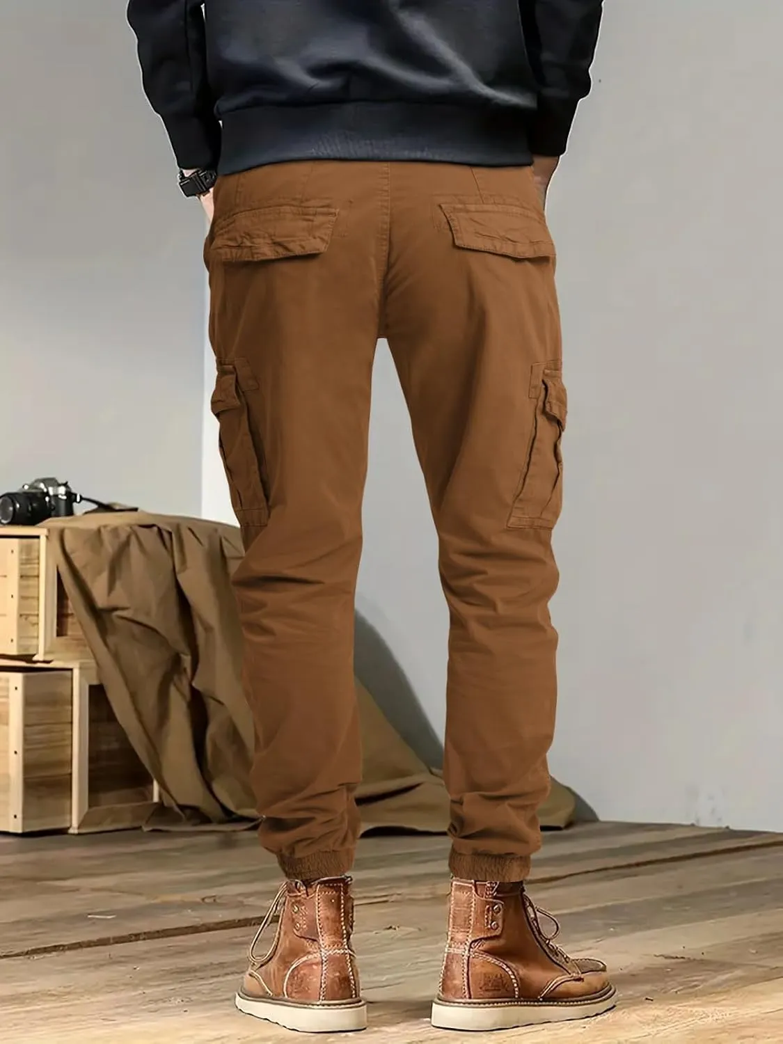 OUTSON Men's Relaxed Fit Cargo Pants 8 Pockets Work Pants Casual Outdoor Pants Ripstop Tactical Pants for Men