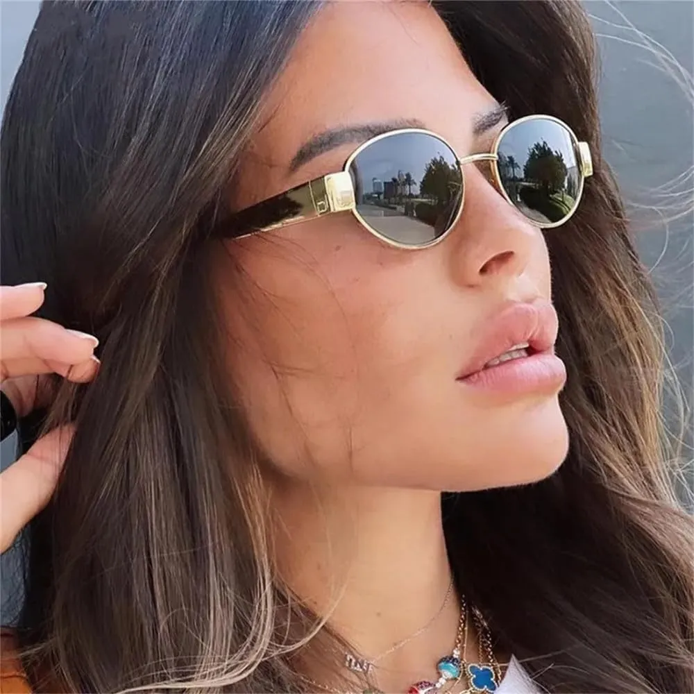 Oval Sunglasses Women Metal Frame Sun Glasses Men Vintage Round Shades UV400 Eyewear