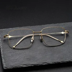 Oveliness Men's Full Rim Square Titanium Eyeglasses 4418