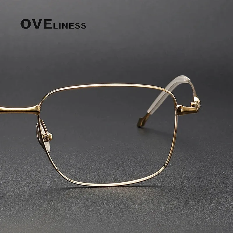 Oveliness Men's Full Rim Square Titanium Eyeglasses 4418