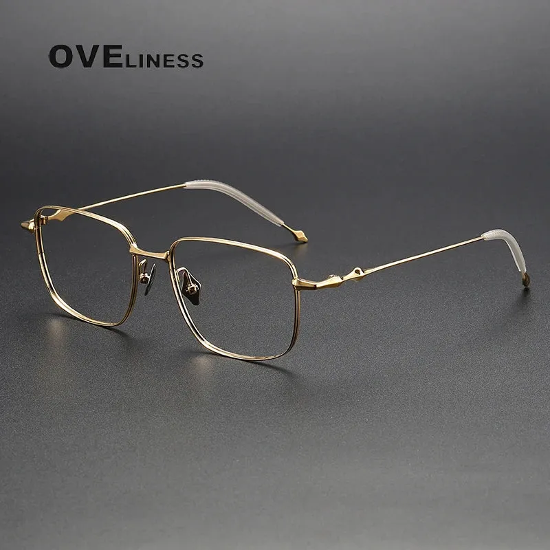 Oveliness Men's Full Rim Square Titanium Eyeglasses 4418