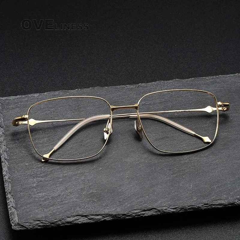 Oveliness Men's Full Rim Square Titanium Eyeglasses 4418