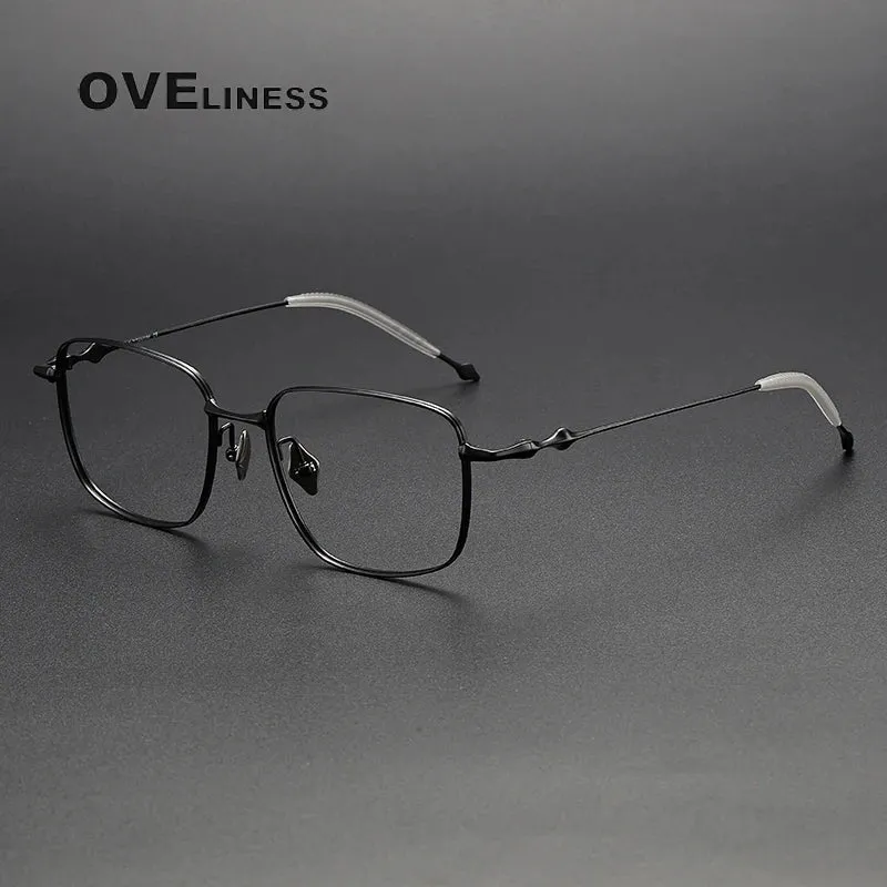 Oveliness Men's Full Rim Square Titanium Eyeglasses 4418