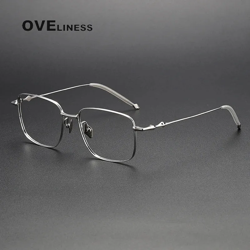 Oveliness Men's Full Rim Square Titanium Eyeglasses 4418