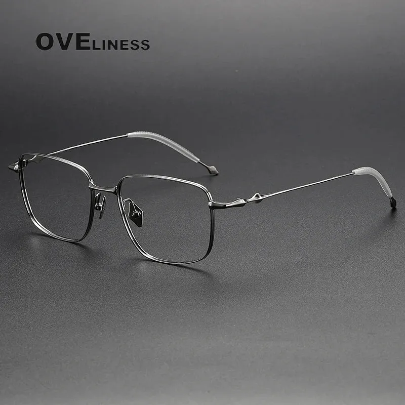 Oveliness Men's Full Rim Square Titanium Eyeglasses 4418