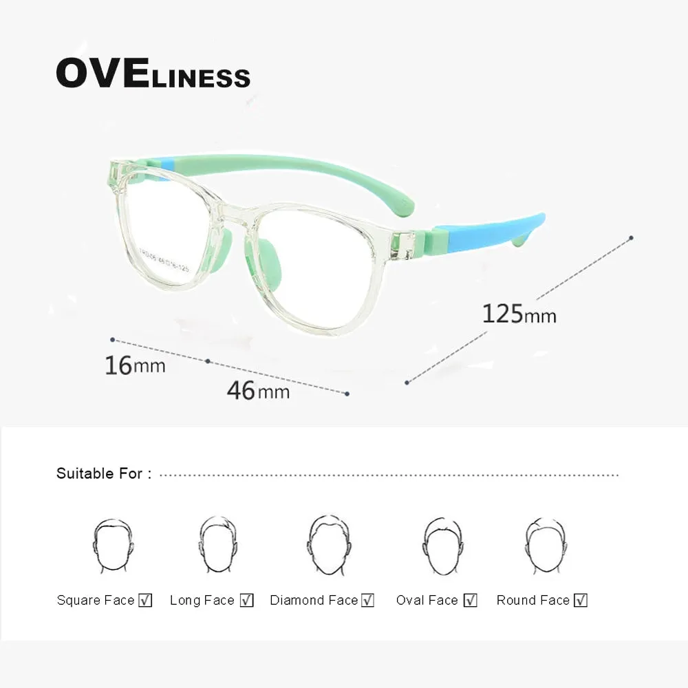 Oveliness Unisex Children's Full Rim Square Round Tr 90 Titanium Eyeglasses Olp06