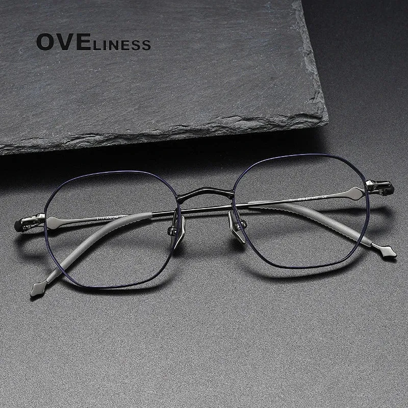 Oveliness Unisex Full Rim Polygon Titanium Eyeglasses 4220