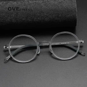 Oveliness Unisex Full Rim Round Screwless Titanium Acetate Eyeglasses 8202321