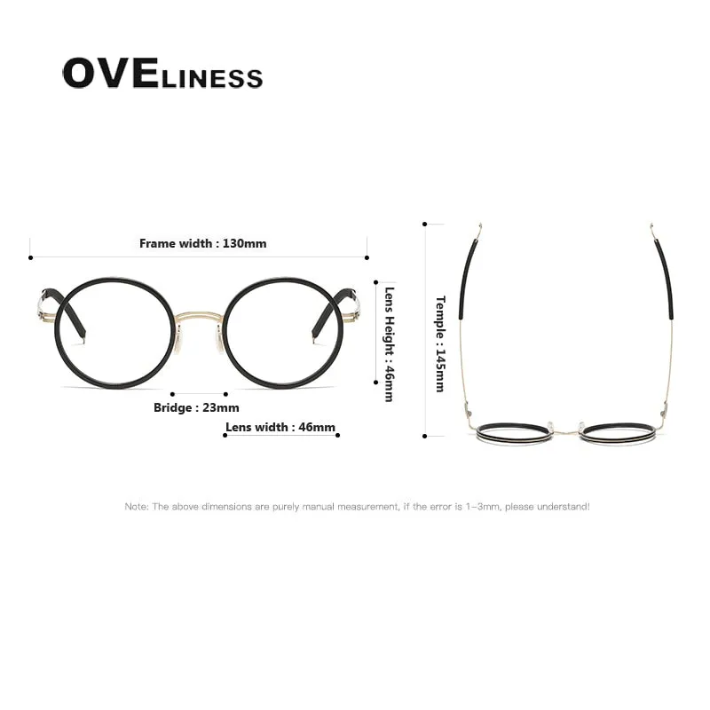 Oveliness Unisex Full Rim Round Screwless Titanium Acetate Eyeglasses 8202321