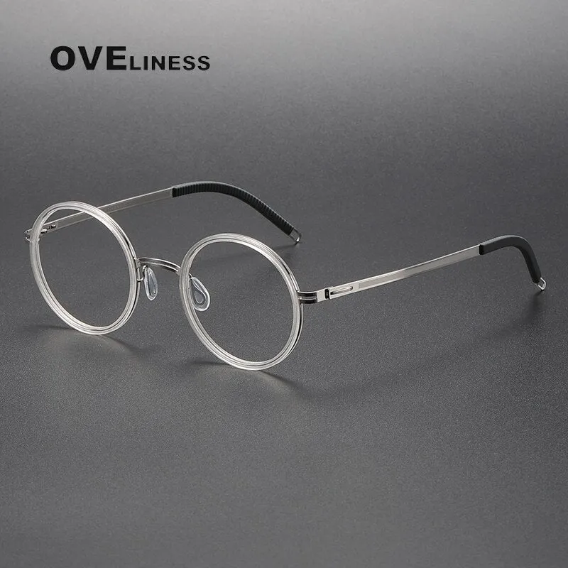 Oveliness Unisex Full Rim Round Screwless Titanium Acetate Eyeglasses 8202321