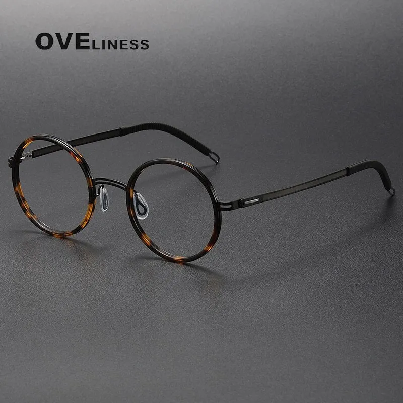 Oveliness Unisex Full Rim Round Screwless Titanium Acetate Eyeglasses 8202321