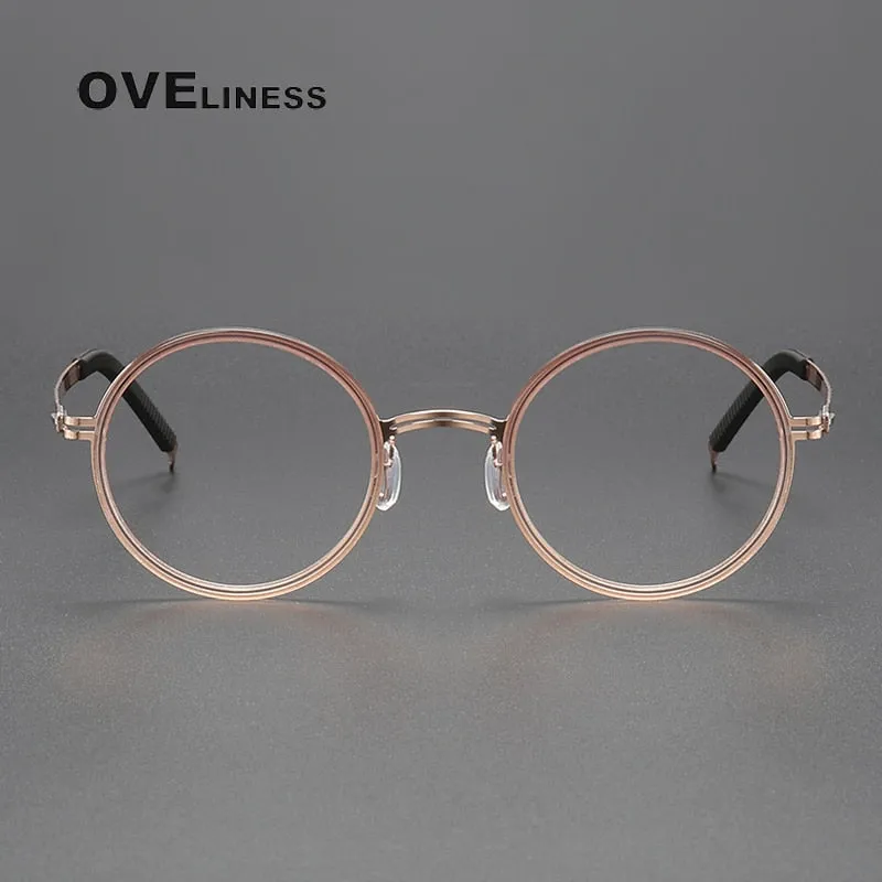 Oveliness Unisex Full Rim Round Screwless Titanium Acetate Eyeglasses 8202321