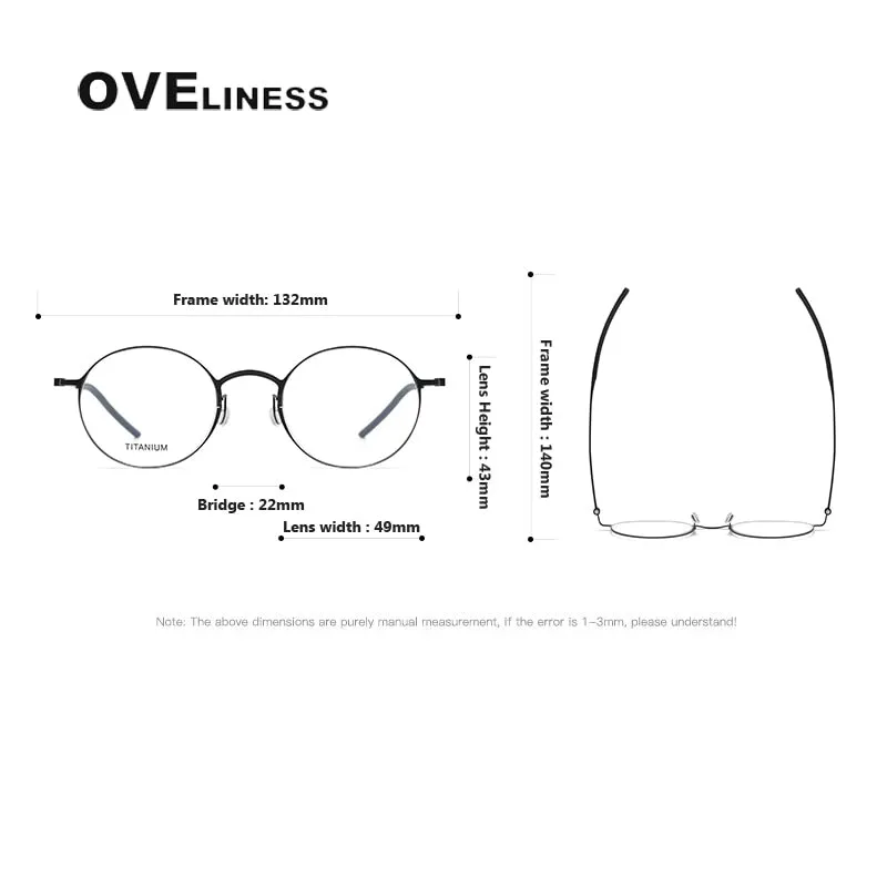 Oveliness Unisex Full Rim Round Titanium Eyeglasses 5044