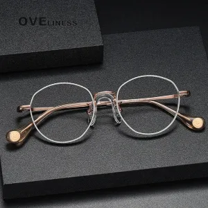 Oveliness Unisex Full Rim Round Titanium Eyeglasses 80950